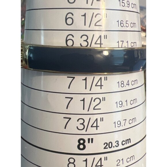 Gold Tone Blue Enamel Bangle Bracelet Clamper Initial Monogram W Hinged 7" - Picture 5 of 5